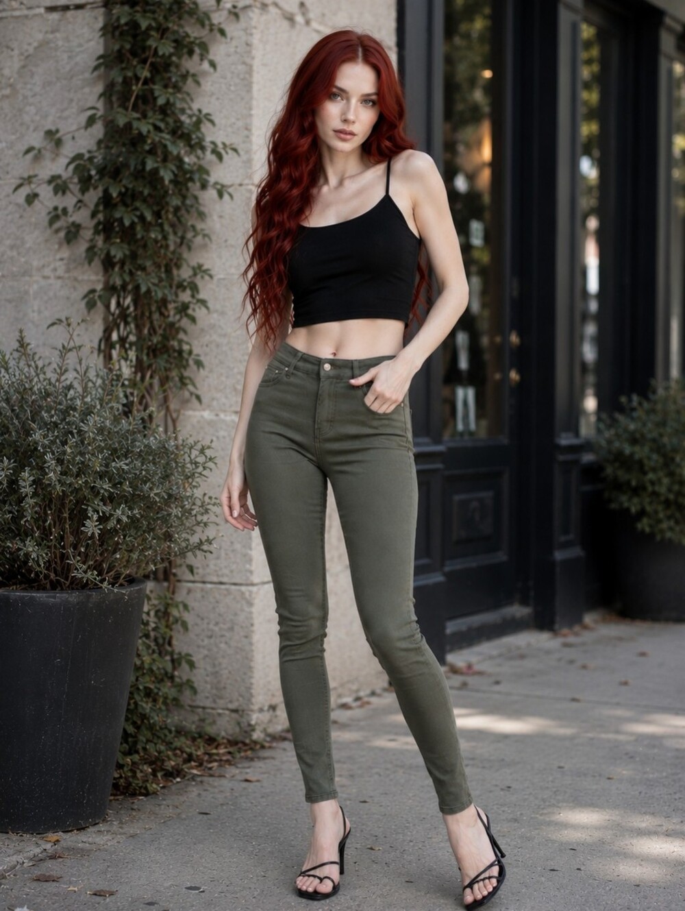Wakee Denim Olive Green Stretch Jegging Jeans Size 10 Skinny Fit